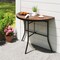 35.5" Folding Semi-Circle Table with Metal Legs and Wood Grain SPC Surface Ideal for Indoor or Outdoor Use